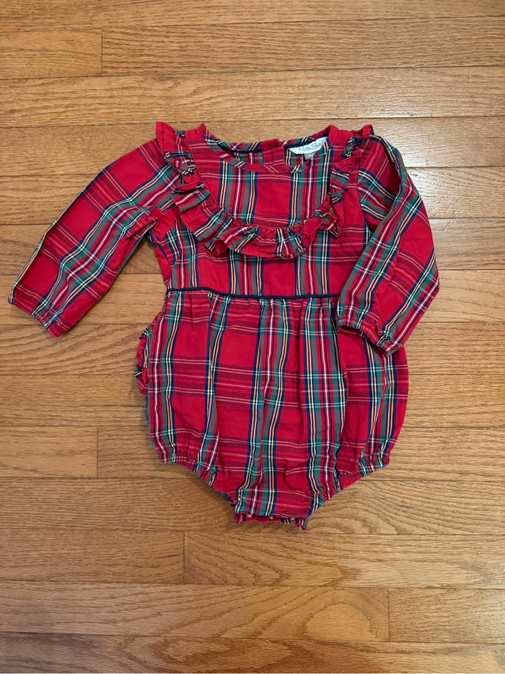 Rufflebutts Tis the Season Plaid Long Sleeve Bubble Romper